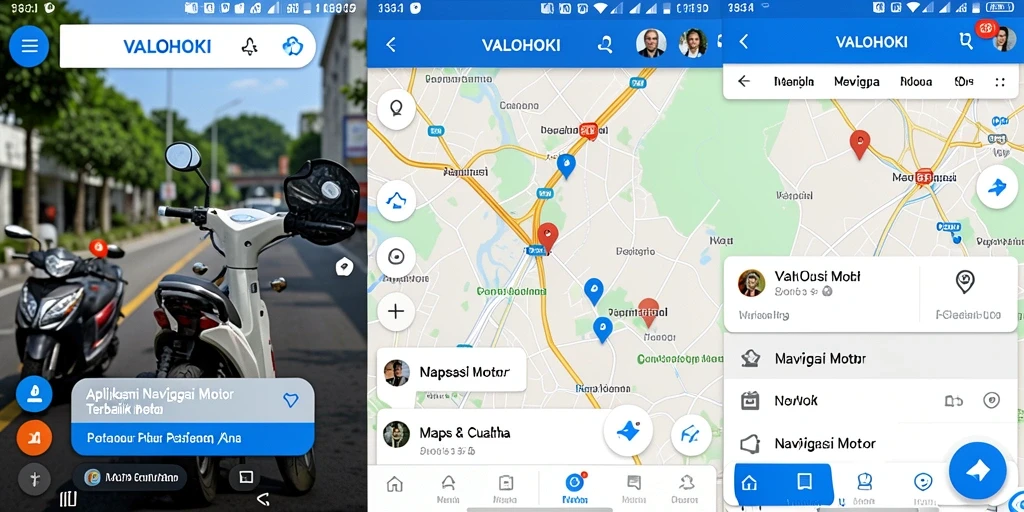 Antarmuka aplikasi VALOHOKI dengan fitur navigasi motor yang lengkap.